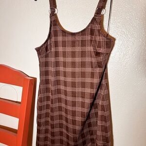 Hippie Rose Brown Checkered Mini Dress